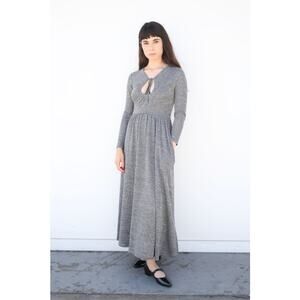 Alexa Chung Lurex Gray Metallic Knit Keyhole Midi Dress Size Medium